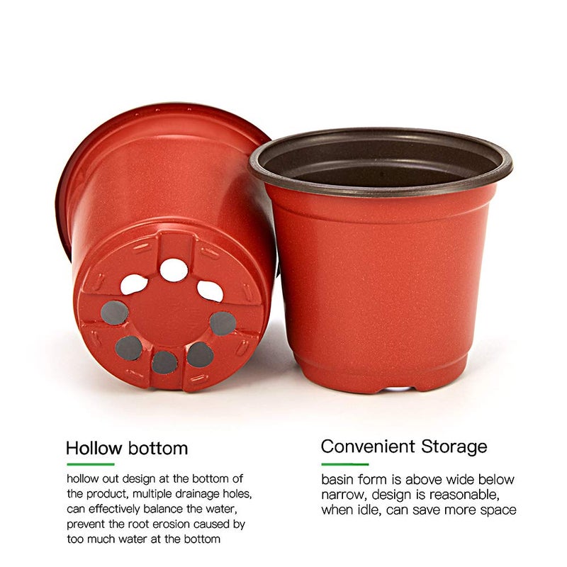 JERIA 100-Pack 6 Inch Plastic Nursery Pots Come with 100 Pcs Labels, Seedling Flower Plant Container and Seed Starting Pots - Image 4